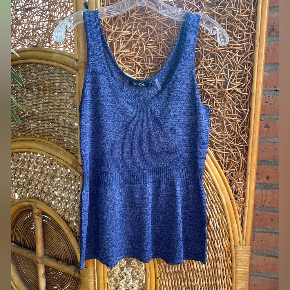 NIC+ZOE Blue Knit Tank Top Size PM New Condition